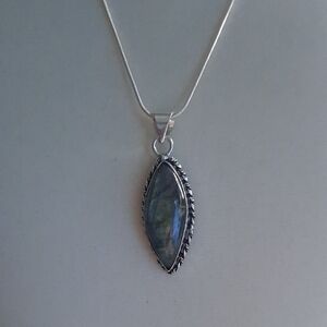 Laboradite .925 Silver Pendant Necklace with 22" Snake Chain
